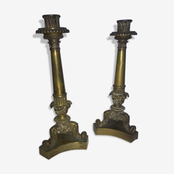 Pair of candlesticks bronze Empire