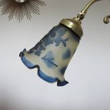 Art Nouveau style lamp, Vianne glassware and brass