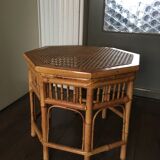 Rattan and wicker side table, 1950
