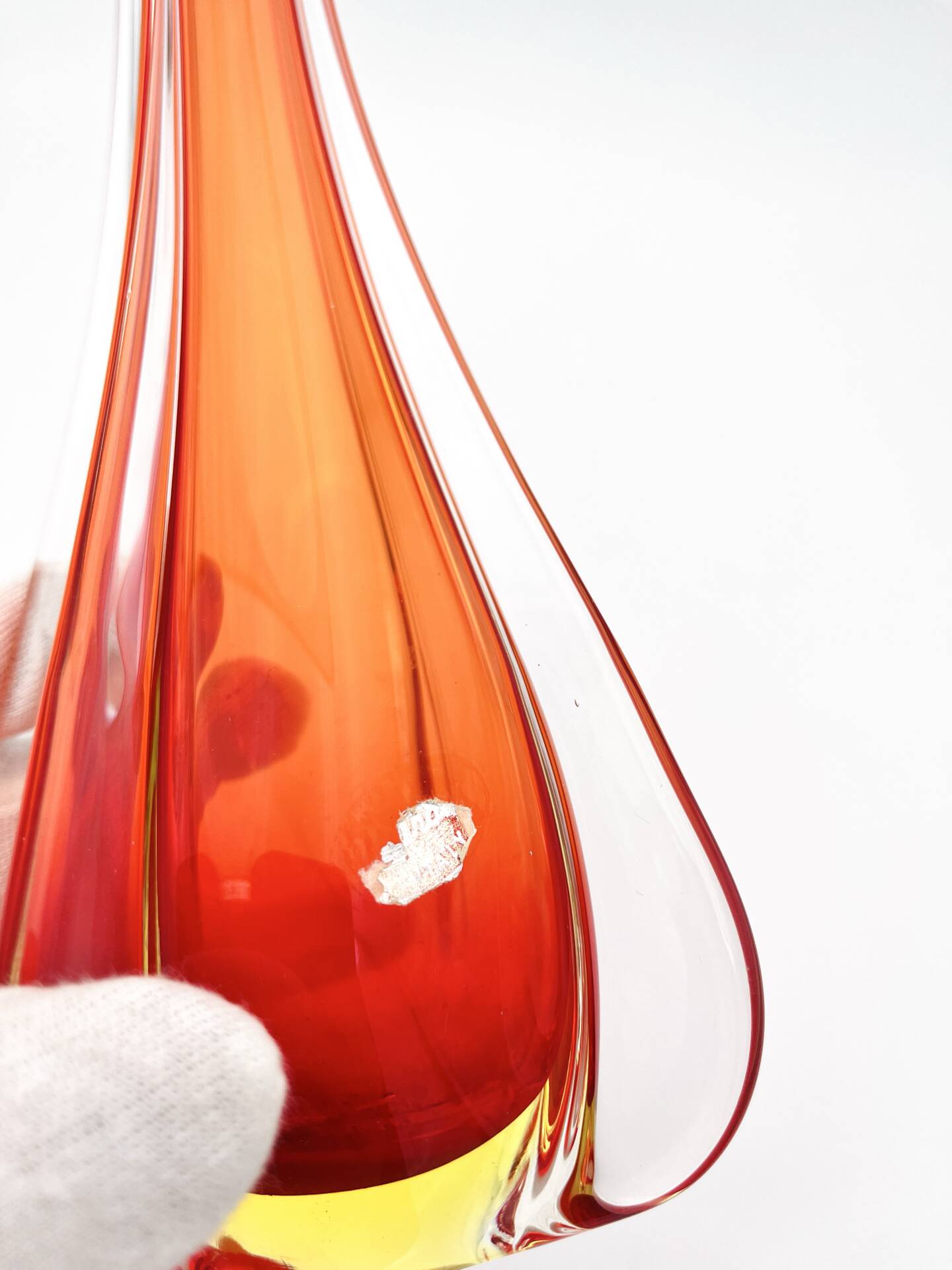 Murano Vase - Ouraline - Sommerso - Red & Yellow - 28cm