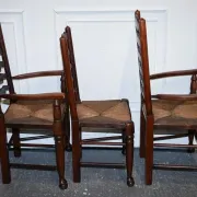 Antique Rush Seat Dining Chairs, England, 1910s, Set of 6