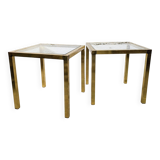 Duo de tables d'appoint dorées