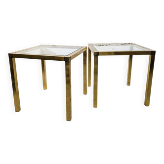 Duo de tables d'appoint dorées