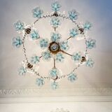 Lustre Marie-Thérèse en cristal et verre de Murano bleu