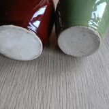 2 small glazed stoneware bottles