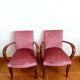 Paire de fauteuils moustache velours rose art déco