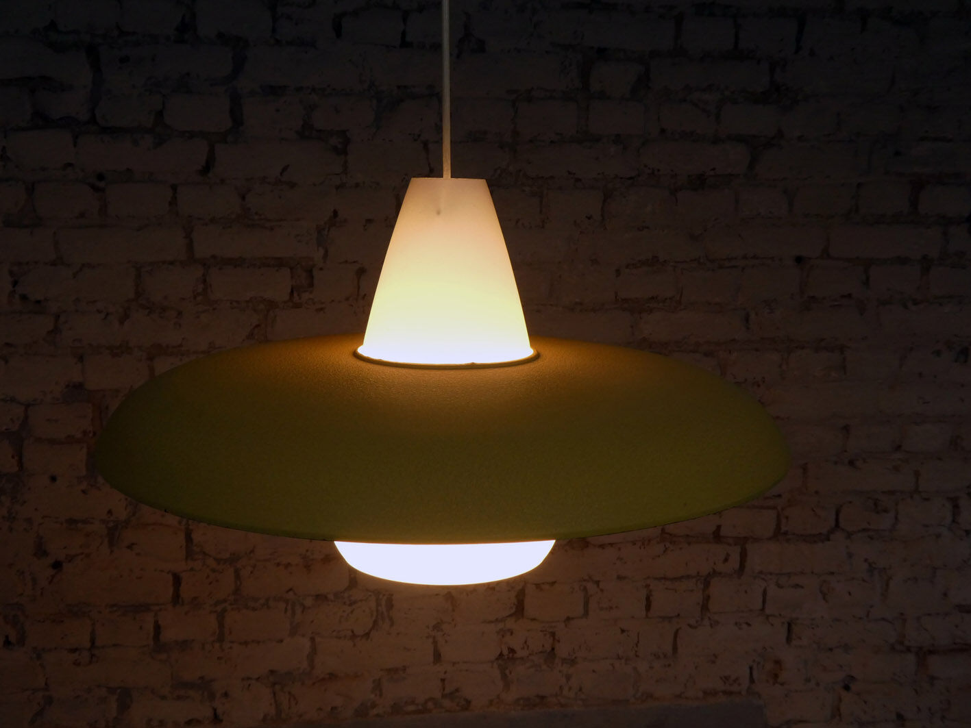 Granite metal & opaline hanging lamp 1950