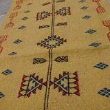 Yellow woolen carpet 208x64cm