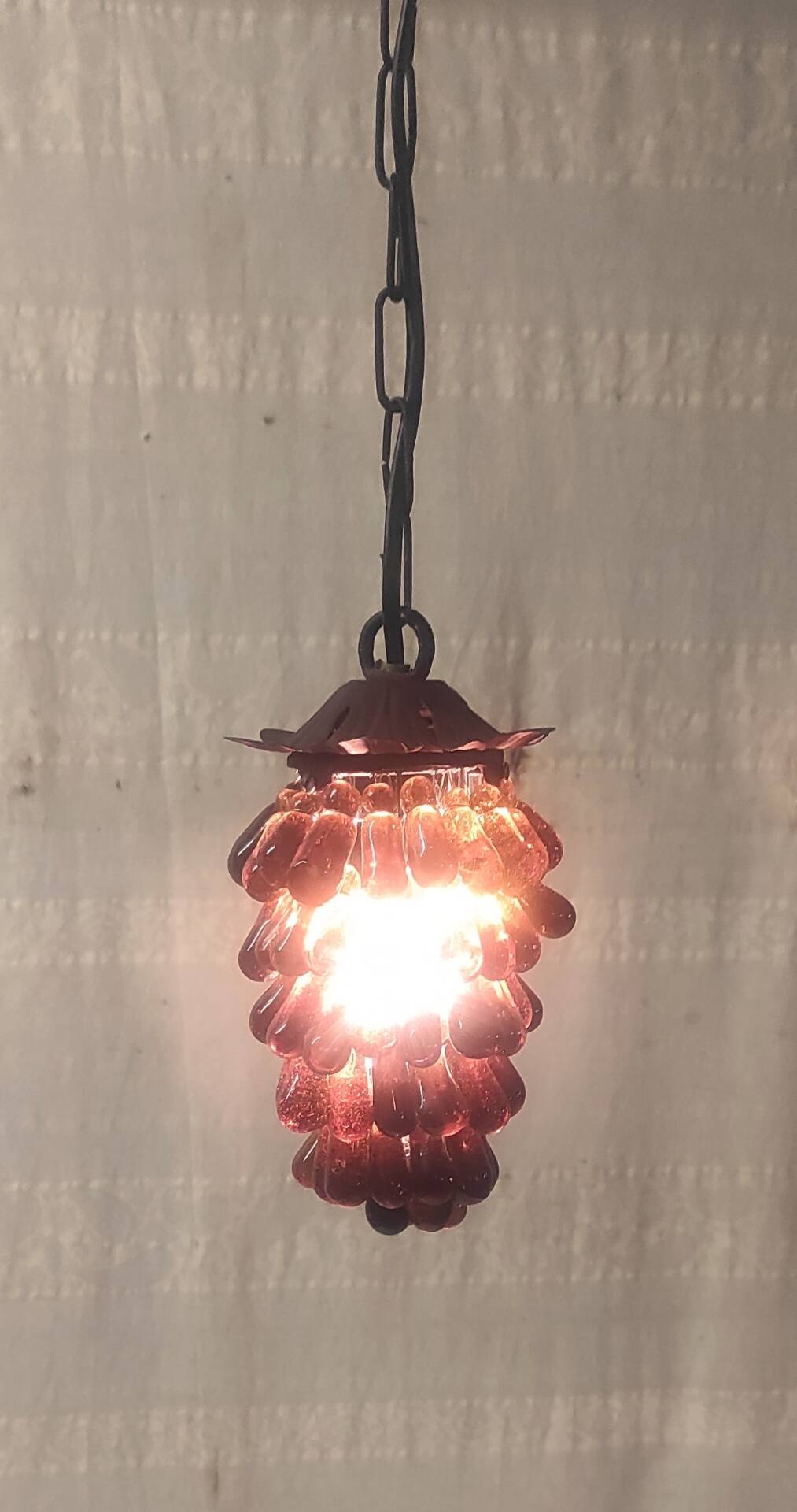 Amber Murano glass cluster pendant - mid 20th century