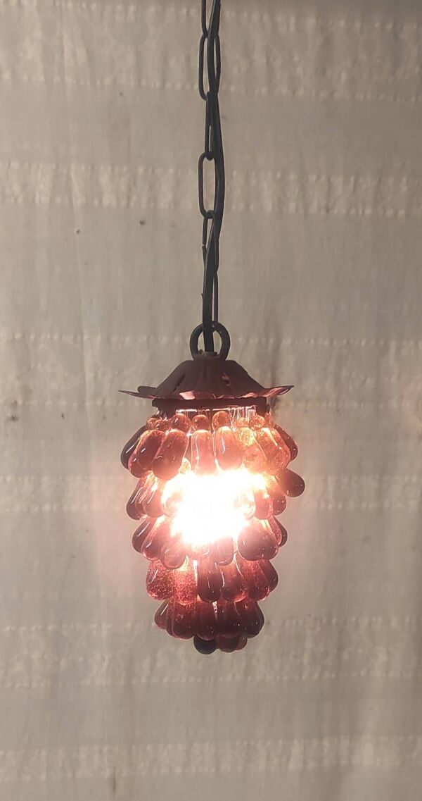 Suspension en forme de grappe en verre de Murano ambré - mid. XXeme