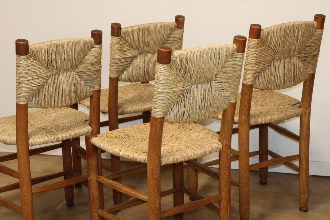 Series of 4 Charlotte Perriand Chairs Model "Bauche" BCB Edition