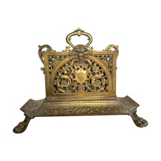 Period gilded brass mail rack