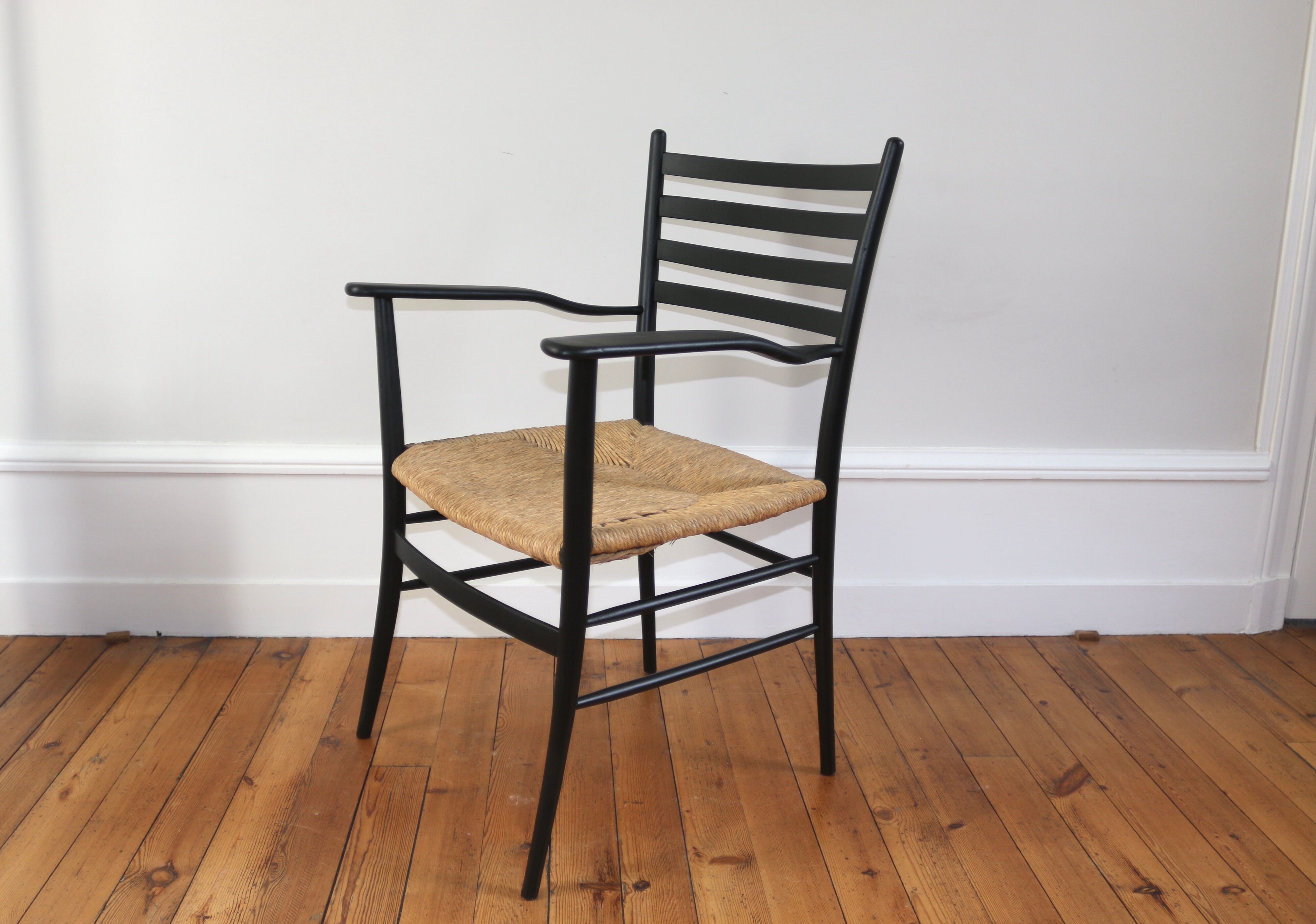 Vintage straw armchair Enrico Delmonte 1960