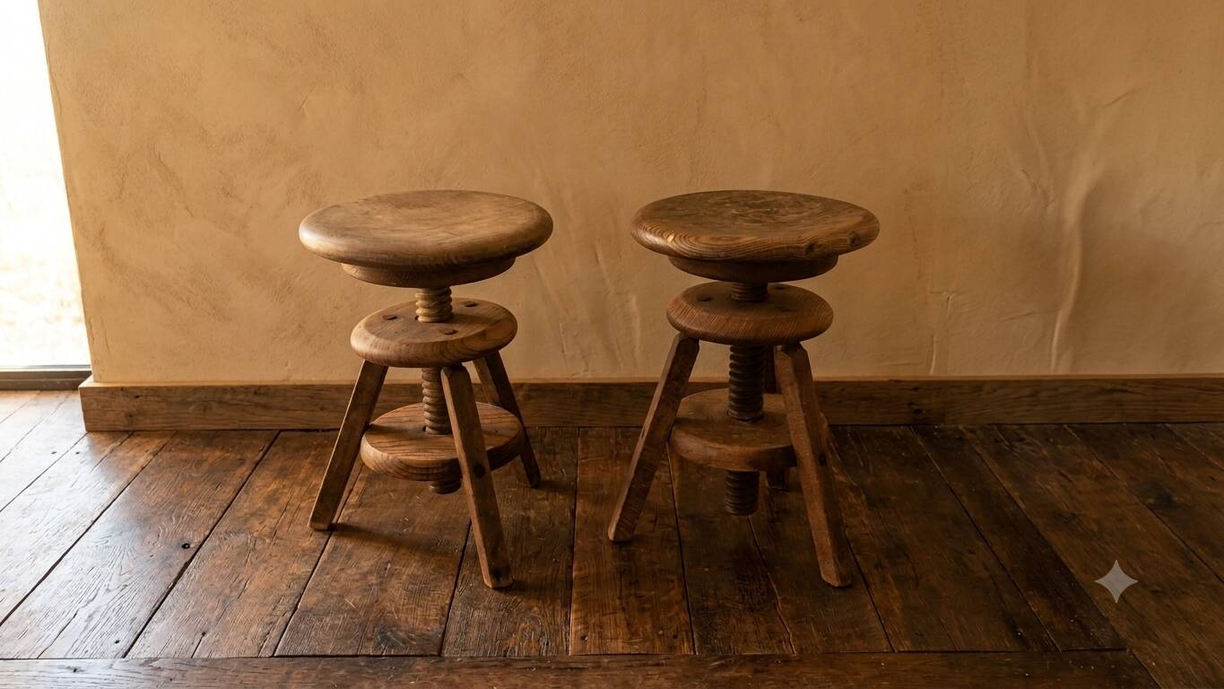 Set of 2 wooden stools