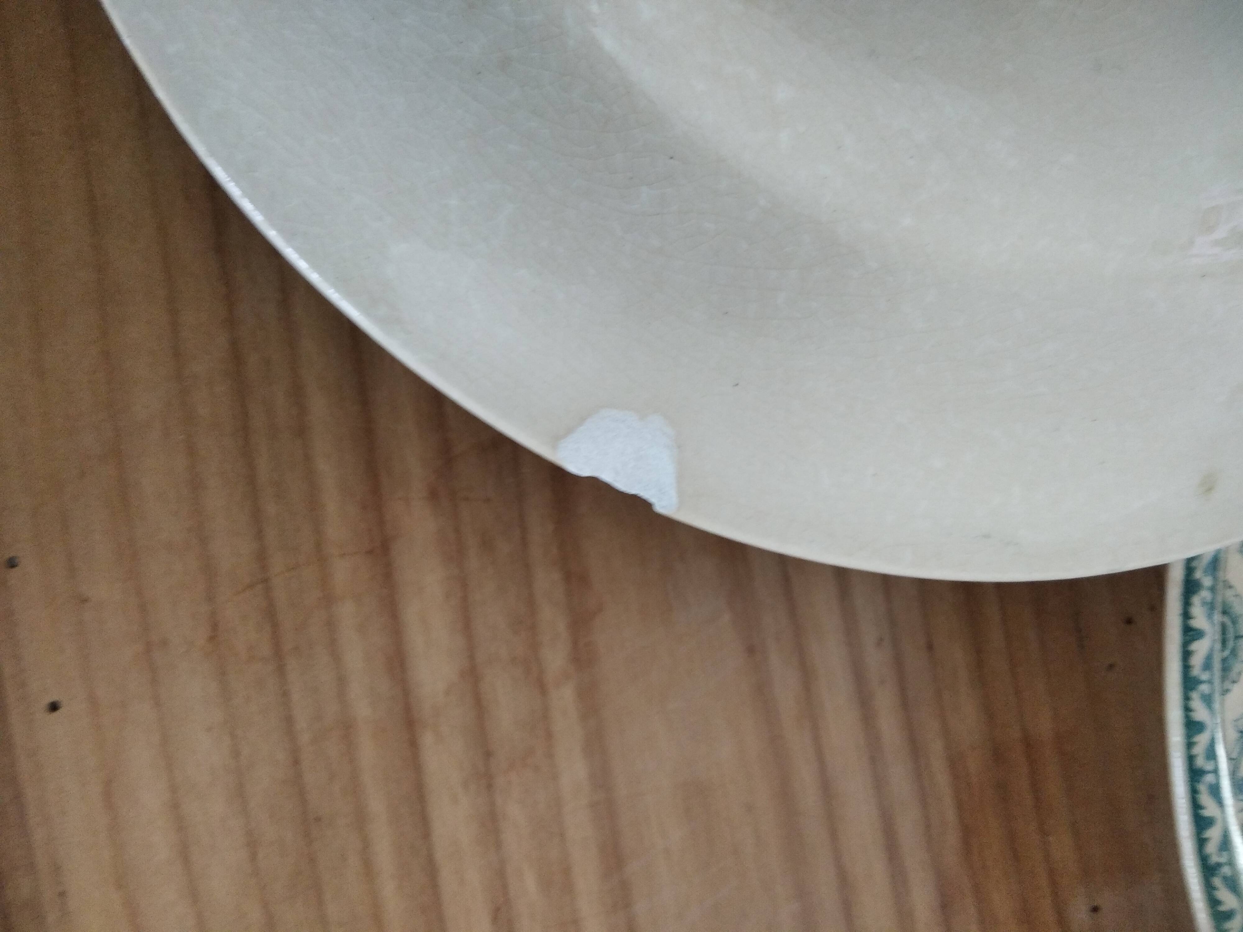 Lot of 4 hollow plates in opaque porcelain from Gien Iron Land model "Florentin" green