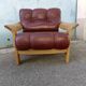 Danish vintage armchair light oak and leather.