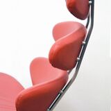 Paul Volther 'Corona Chair' with Ottoman, 1990s Replica in Leather