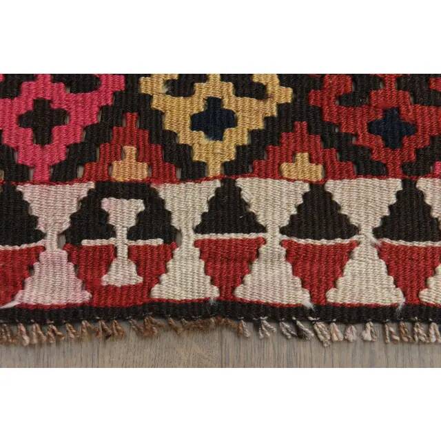 1970s Vintage Turkish Oushak Handmade Wool Cotton Pink Runner Rug 115x451