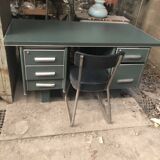 Old metal desk with chair