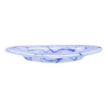 Vintage blue glass bowl swirl