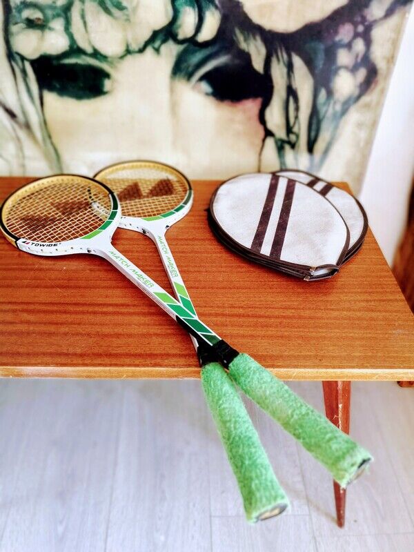 Pair of vintage badminton rackets