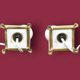 Pair of elegant antique lamp bases in alabaster and gilt brass