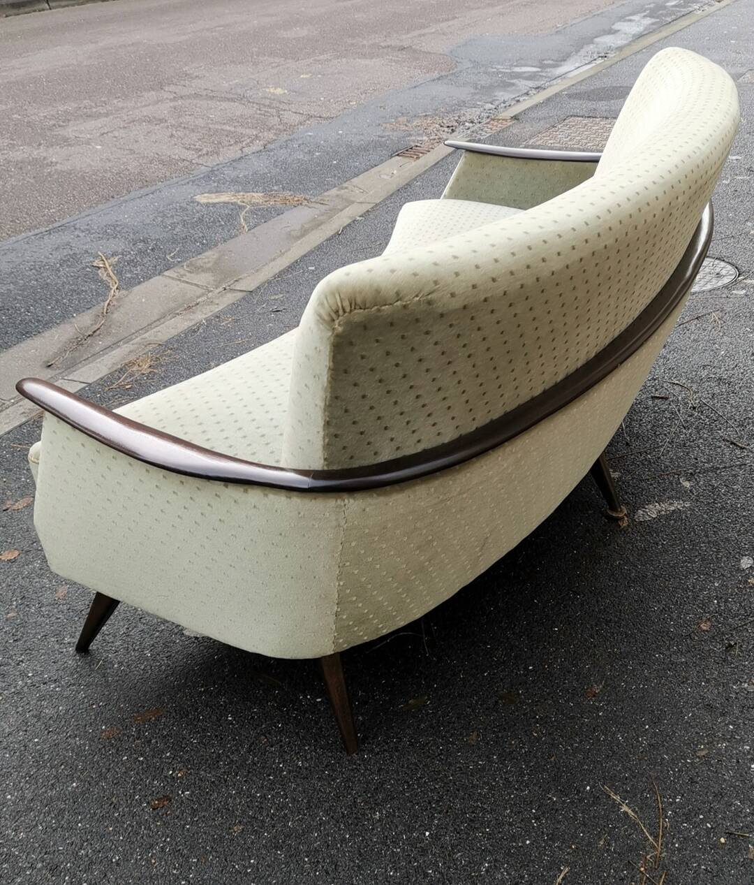 Water green velvet cabinetmaker's arc sofa