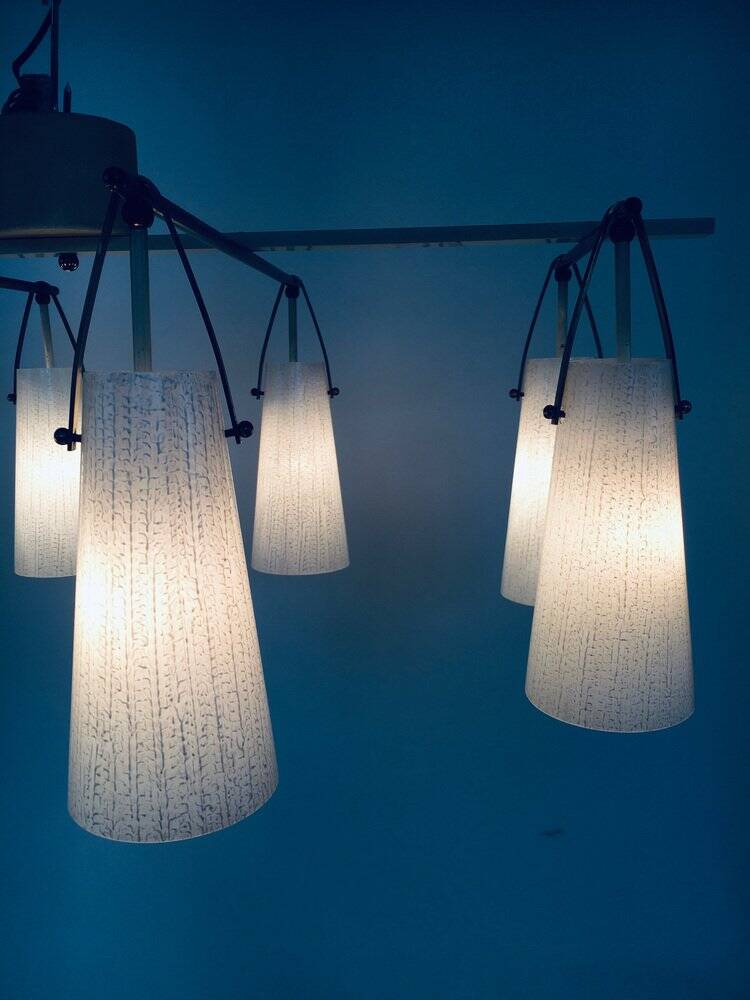 Italian glass and brass chandelier, Italy, 1950s