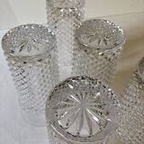5 vintage glasses with a diamond point pattern