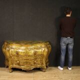 Grande commode vénitienne laquée et dorée du XXe siècle