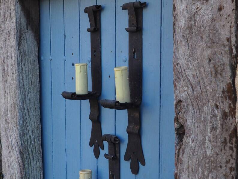 Forged Iron Castle Wall Lights: French Salvaged Sconces, Medieval Style