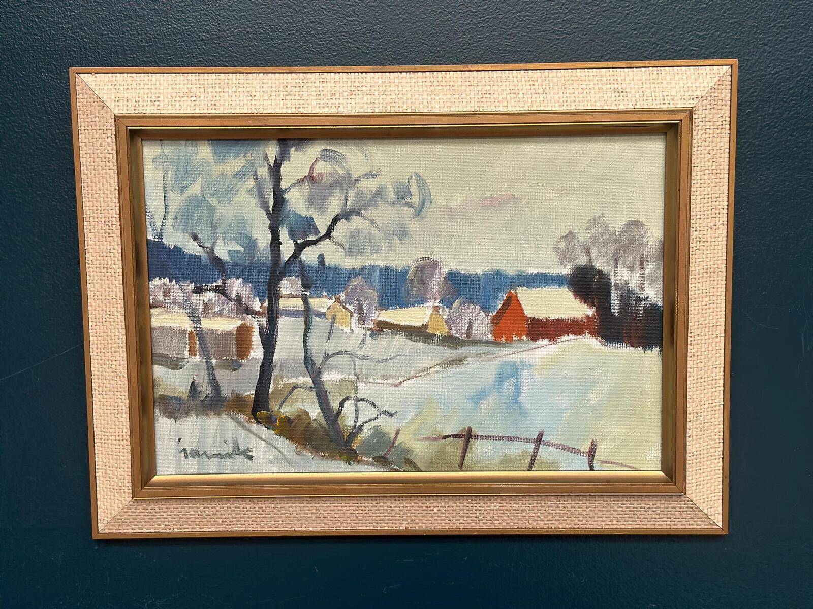 Original Swedish Oil On Canvas – “Dalslandsvinter” By Tage Gavik – Signed – Vintage & Framed – 50 × 37 Cm (19.7" × 14.6")
