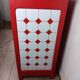 Meuble de métier , buffet parisien en tôle émaillé rouge et blanc