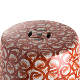 Tabouret fleurs corail