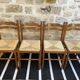 Set of 4 wooden chairs seated straw