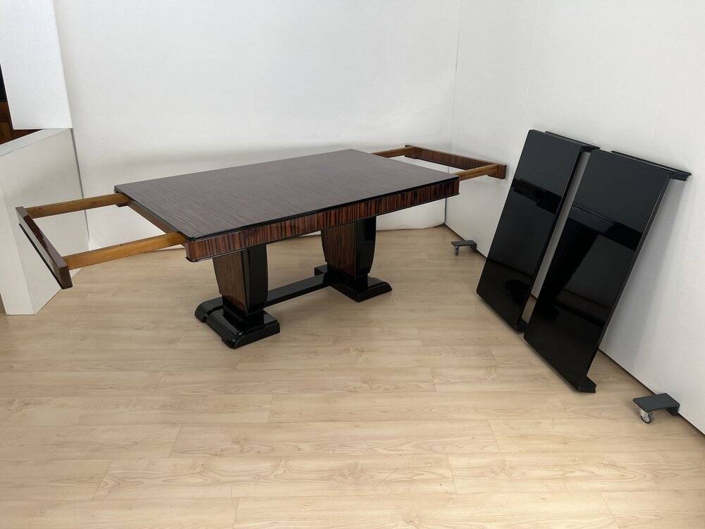 French Art Deco Expandable Dining Room Set, 1930, Set of 9