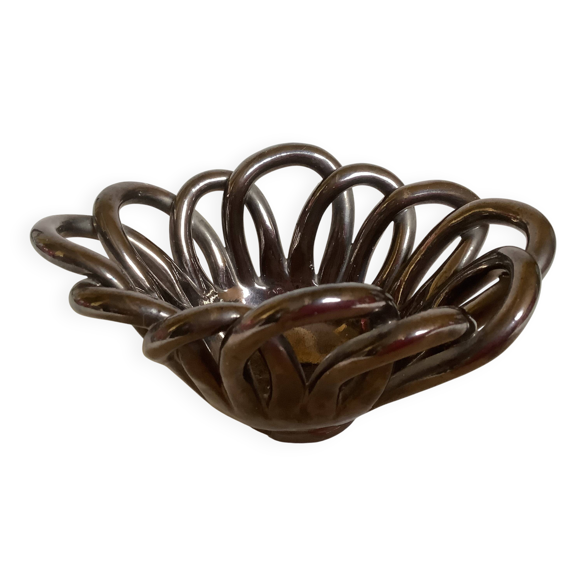 Iridescent black braided ceramic ring pocket tray