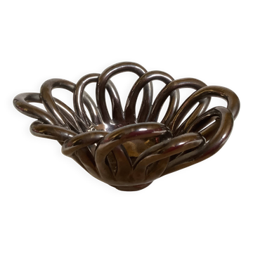 Iridescent black braided ceramic ring pocket tray