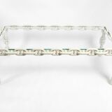 1970s XL Coffee Table Made of Nautical Iron Chain with a Thick Glass Plate