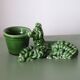 Small vintage green ceramic poodle candlestick