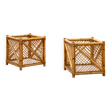 Pair of plant pots, wicker baskets Vivai Del Sud, 1970
