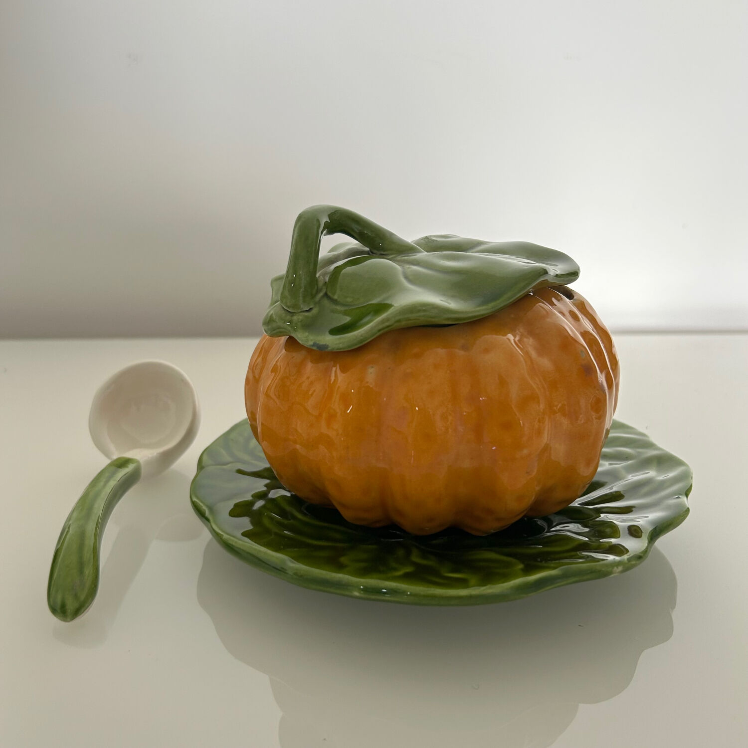 Pumpkin soup tureen in slipware