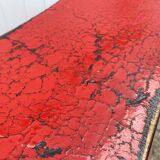 Red end of bed bench in solid wood with cracked effect Chinese style 1950