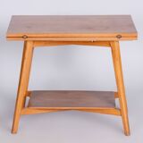 Restored Midcentury Beech Oak Folding Table, Revived Polish, Czechia, 1950s