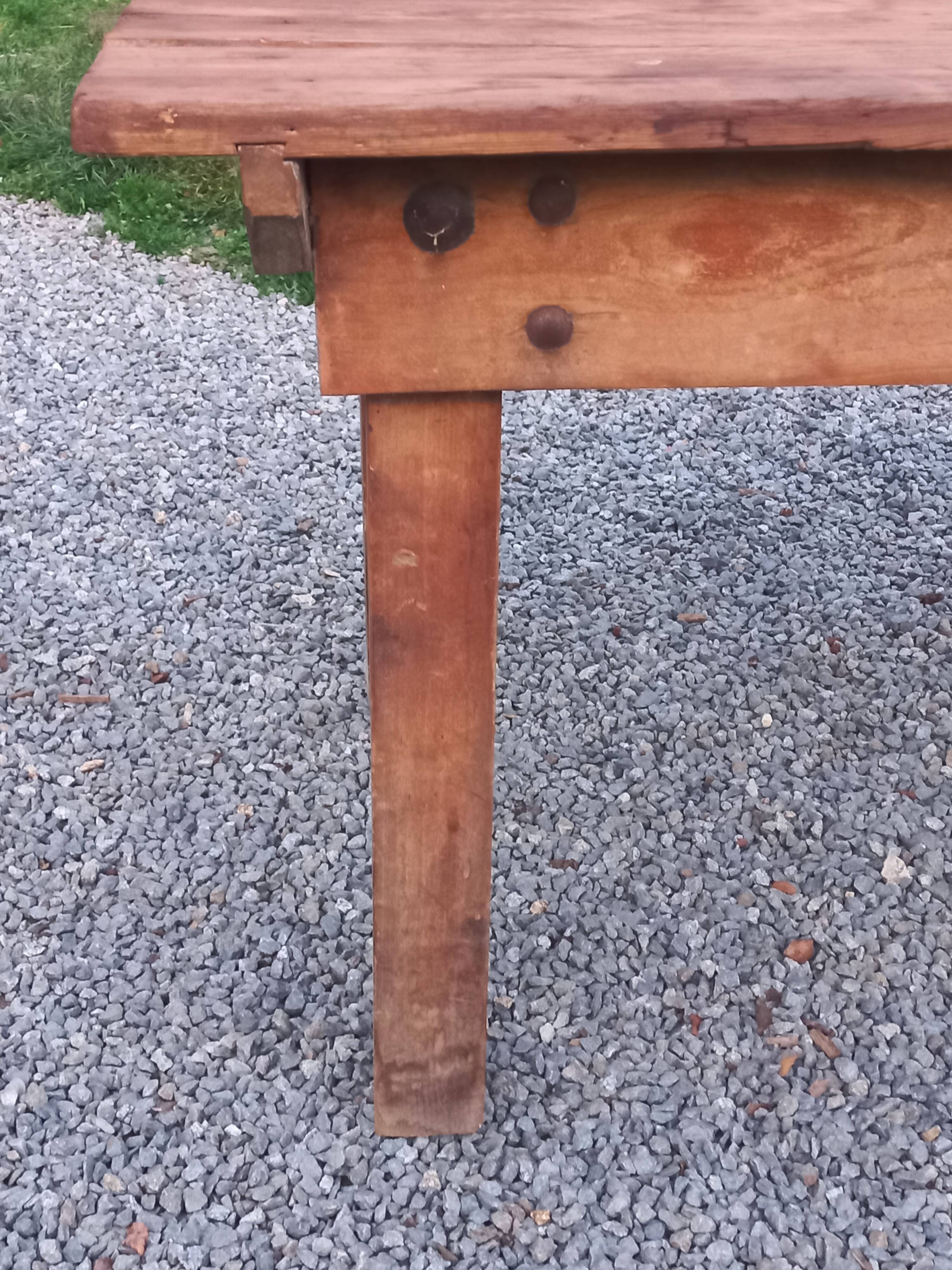 Brutalist farmhouse table Antique wooden workshop table 200cm