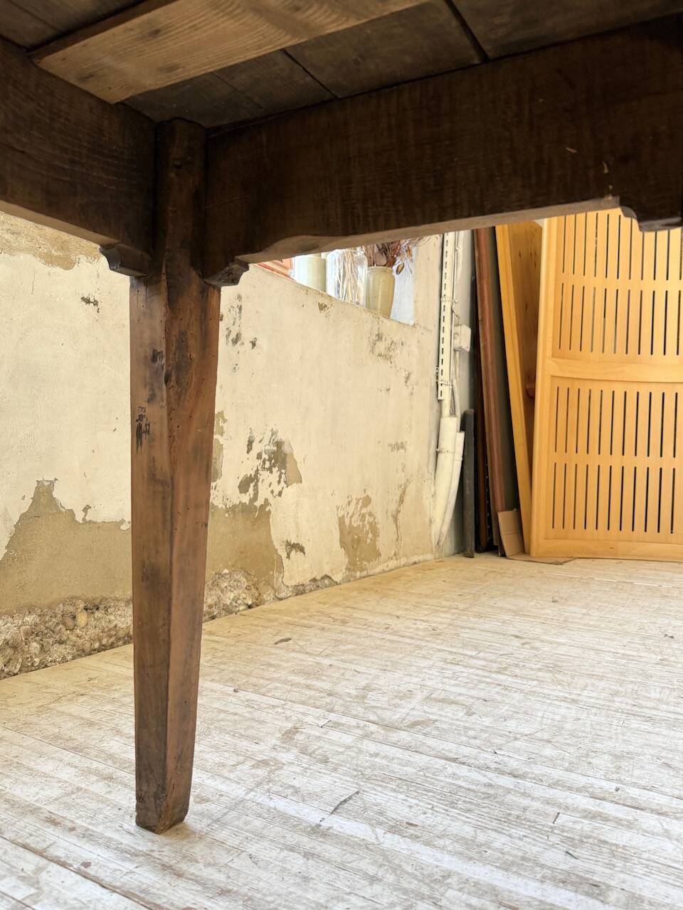 1950s oak farmhouse table with spindle legs