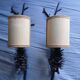 2 wall sconces pine cone branch lamps