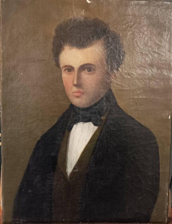 Petit portrait ancien, huile sur toile