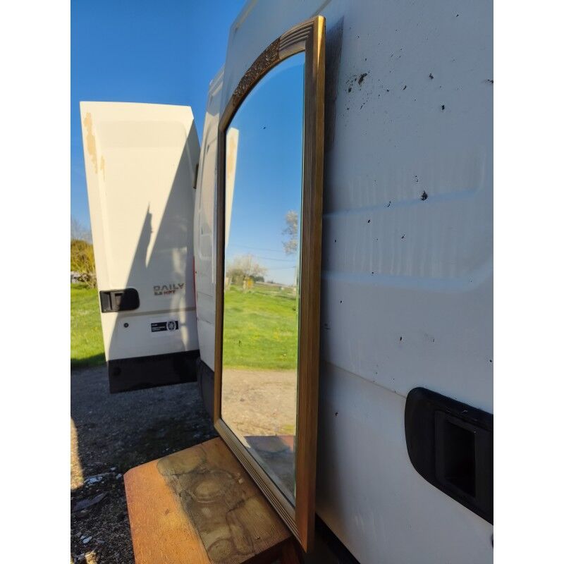 Miroir bois et stuc doré XIXe biseauté