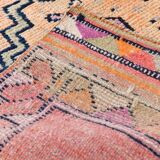 3x11 Pastel Salmon & Pink Runner, Natural Wool Runner Rug, 87x342 Cm